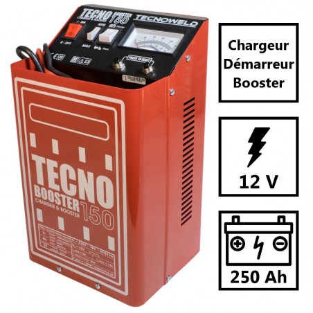 Chargeur démarreur 1900W Batterie 25/ 250A -10/270Ah Portable TECNOBOOSTER TECNOWELD