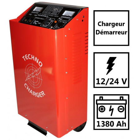 Chargeur démarreur de batterie 1380 Ah-12-24V Charge 120A auto poids lourds TEC800 sur roues Tecnoweld