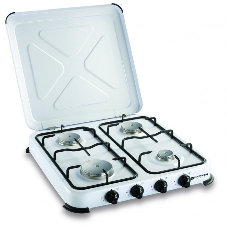 Plaque de cuisson gaz portable 4 feux 4650 W blanc laqué KEMPER