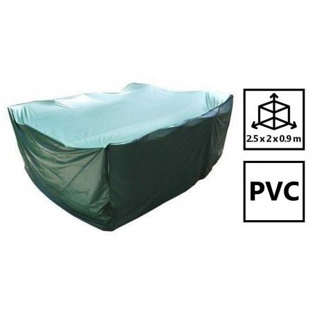 Housse salon de jardin pvc rectangulaire 250 x 200 x 90 cm avec oeillets couleur Verte
