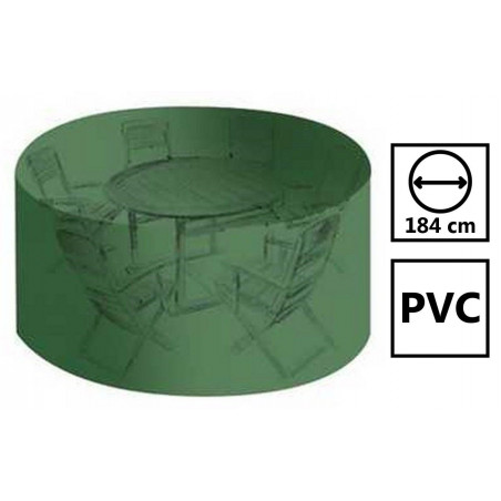 Housse salon de jardin pvc ronde 184 x 120 cm avec oeillets couleur Verte