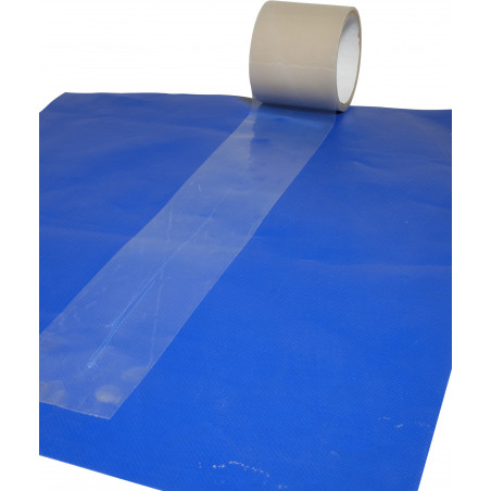 Adhésif transparent 50mm x 20m pour réparation bâche