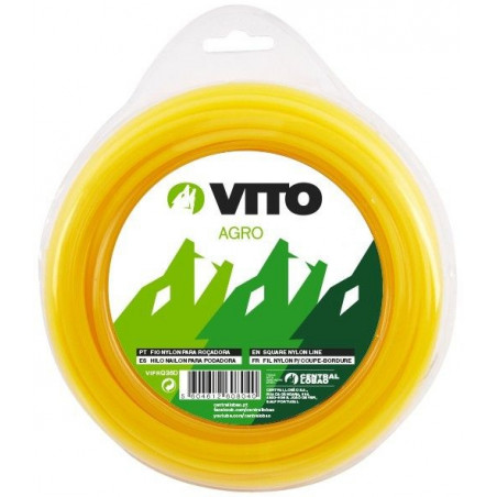 Fil nylon carré pour débroussailleuse - longueur 15m - diamètre 3mm VITO
