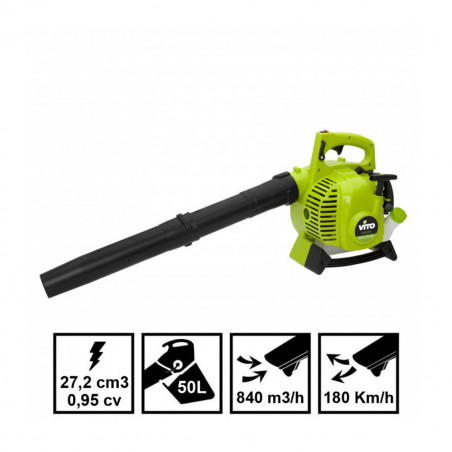 Souffleur de feuilles moteur 2T- 27.2 cm3  Aspirateur souffleur Espaces verts SAC 50L VITO