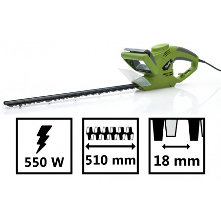 Taille Haie électrique 450W Lame 51 cm Dents 18mm Léger et éfficace ITOOLS