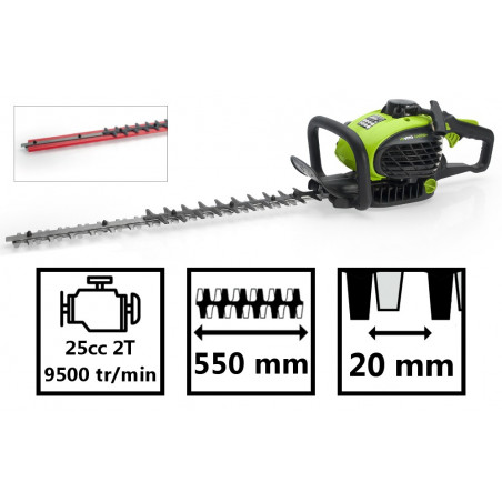 Taille Haies thermique 25cm3 Moteur 2 Temps Lame 55cm Rotation 90° VITO