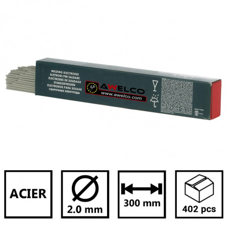 Lot de 400 Electrodes Acier 2 x 300mm Baguettes enrobées Soudure toutes positions AWELCO