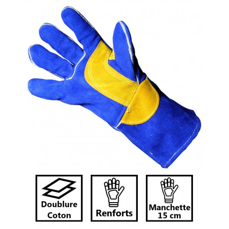 Gants anti chaleur Soudage et Atelier Croute de bovin taille 10