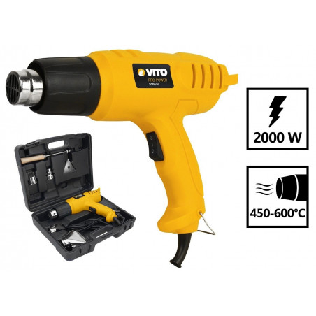 Décapeur thermique 2000W 450° et 600° C Mallette 5 accessoires VITO