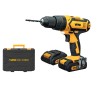 Perceuse visseuse sans fil 18V + 2 Batteries Lithium 2.0Ah Mallette Professionnelle de 18 accessoires de vissage et perçage VITO