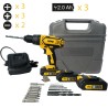 Perceuse visseuse 18V + 3 Batteries lithium 2,0Ah + Chargeur rapide Mallette 18 accessoires VITO