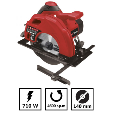Scie circulaire 710W Disque 140mm découpe 45° Epaisseur coupe 45 mm corps aluminium ITOOLS