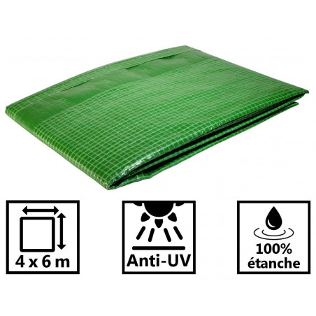 Bâche de jardin 4 X 6 m Armée VERTE en polyéthylène 170g/m²