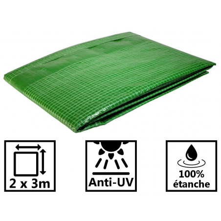 Bâche de jardin 2 x 3 m Armée VERTE en polyéthylène 170g/m²