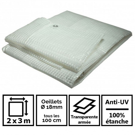 Bâche de jardin 2 x 3 m Armée transparente en polyéthylène 170g/m²