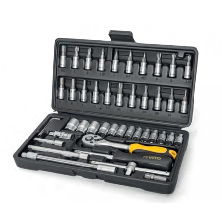 Coffret à douilles 46 pièces CRV 1/4 Chrome vanadium VITO