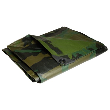 Bâche camouflage militaire 3,6x5 m Verte et noire en polyéthylène 150 gr/m2