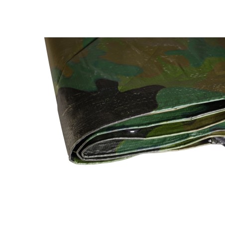 Bâche camouflage militaire 3,6x5 m Verte et noire en polyéthylène 150 gr/m2