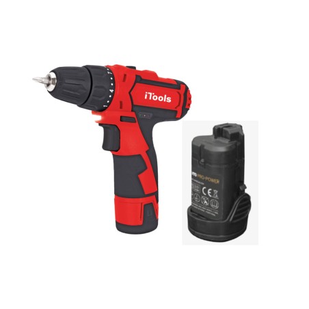 Visseuse sans fil 12V Batterie Lithium 1.5Ah LED + Coffret 6 embouts de vissage + 6 forets + Adaptateur VITO