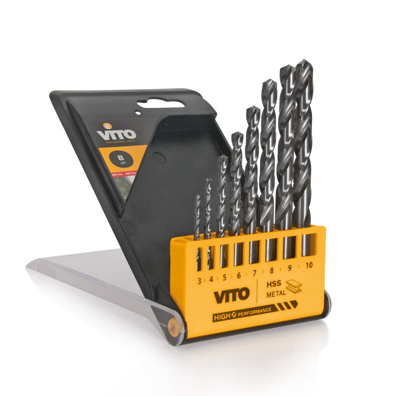 Coffret de 8 Forets COBALT Diam 3,4,5,6,7,8,9,10 mm VITO