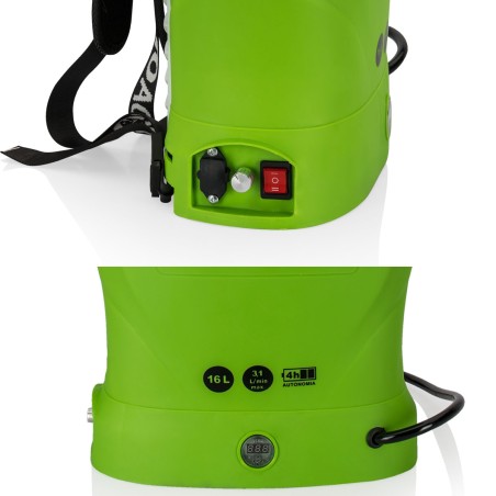 Pulvérisateur Electrique 16L à Batterie 12V 8AH 6 bars - Pulvérisateur Toiture avec Lance Télescopique, 3 buses et Chargeur VITO