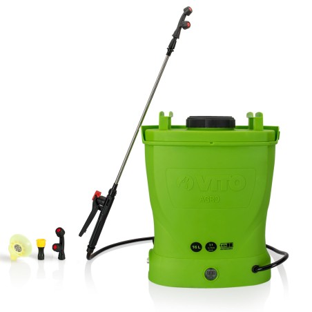 Pulvérisateur Electrique 16L à Batterie 12V 8AH 6 bars - Pulvérisateur Toiture avec Lance Télescopique, 3 buses et Chargeur VITO