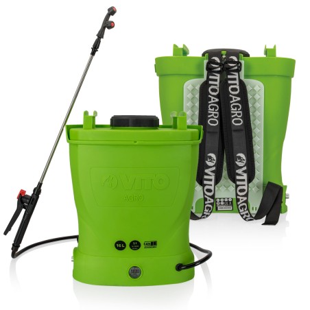 Pulvérisateur Electrique 16L à Batterie 12V 8AH 6 bars - Pulvérisateur Toiture avec Lance Télescopique, 3 buses et Chargeur VITO