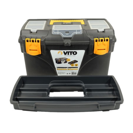 Boite à outils 18" Mallette de bricolage 432 x 250 x 238 mm 3 organiseurs et porte outils Amovible VITO