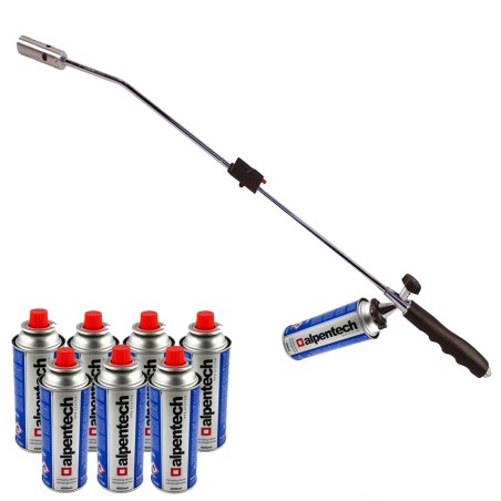 Desherbeur thermique piezo Chalumeau gaz + 8 Recharges Desherbant thermique Brule herbes