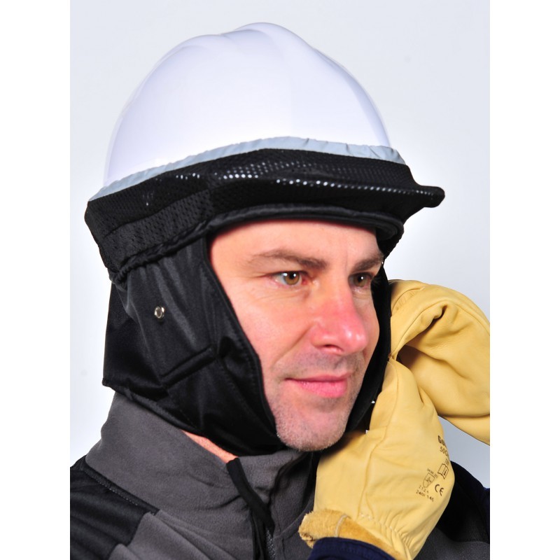 Bonnet anti froid SINGER pour casque de chantier interieur polyester polaire noir attache reglable