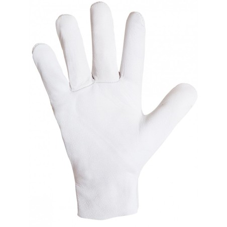 Gant cuir SINGER fleur de chevre dos interlock rouge avec serrage elastique  taille 9 applications fines