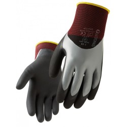 Gant nitrile SINGER milieu humide ou huileux nylon double enduction nitrile t9 dos aere poignet elastique