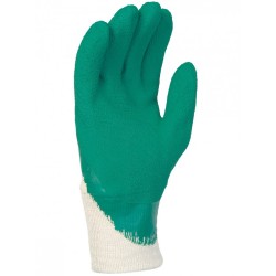 Gant de protection latex vert taille 9enduit 30cm dos aere paume latex crepee support coton interlock poignet tricot