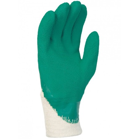Gant de protection latex vert taille 9enduit 30cm dos aere paume latex crepee support coton interlock poignet tricot