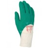 Gant manutention SINGER Taille 9 LATEX Crêpé vert Milieux humides Enduit 30cm Dos aéré Paume latex crêpée poignet tricot