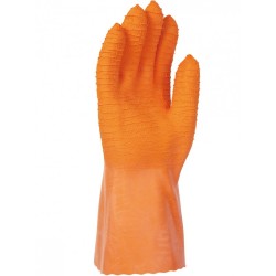 Gant tout latex SINGER orange/coton interlock 30cm taille 8 support coupe cousu paume crepee