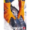 Gant protection chimique et anti chaleur SINGER Taille 8 Orange/coton interlock 30cm coupé cousu paume crêpée