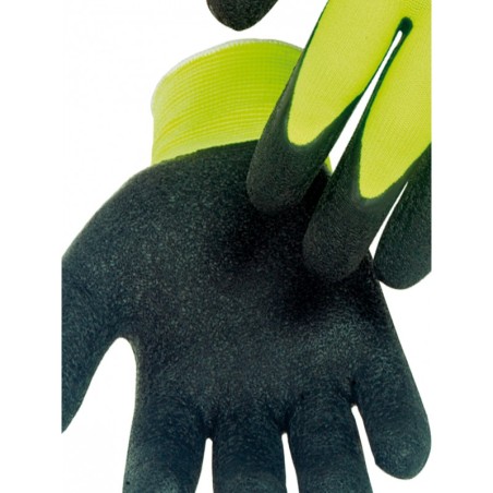 Gant Manutention Enduit Latex SINGER Jaune fluo Taille 9 Support Polyamide poignet élastique Sans Couture