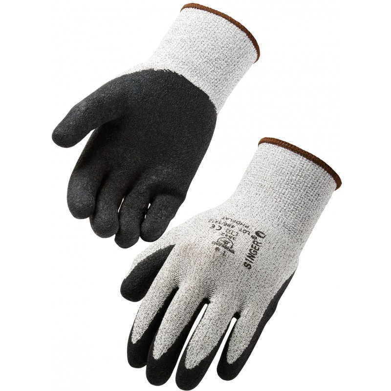 Gant anti coupure SINGER tricot enduit latex latex  taille 10 protection niveau 5 dos aere
