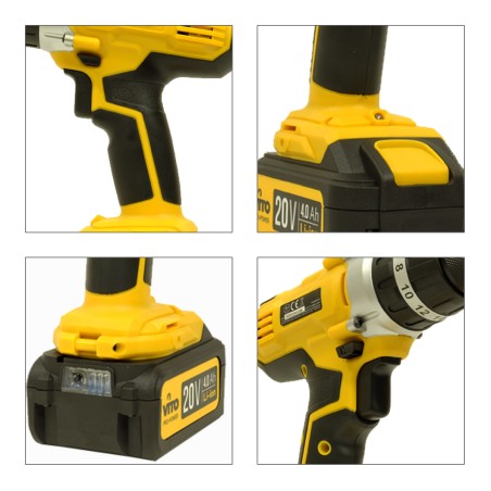 Perceuse Visseuse sans fil 20V + 2 Batteries 4.0 Ah + Chargeur rapide VITO