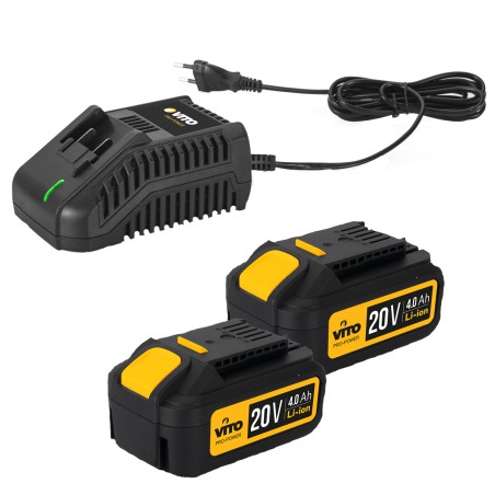 Perceuse Visseuse sans fil 20V + 2 Batteries 4.0 Ah + Chargeur rapide VITO