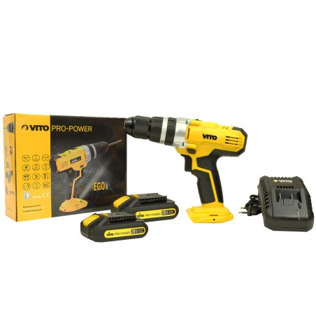 Perceuse Visseuse sans fil 20V + 2 Batteries 2.0 Ah + Chargeur rapide VITO