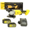 Meuleuse d'angle sans fil 20V + 2 batteries Lithium 4.0 Ah + chargeur rapide VITO