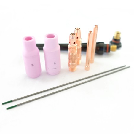 Torche tig à valve 17V Connecteur 10/25 + Accessoires kit de démarrage AWELCO