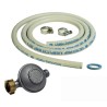 Kit connexion gaz pour réchauds gaz  Tuyau gaz souple 1.50m + Embout tétine + détendeur BUTANE 28 mbars