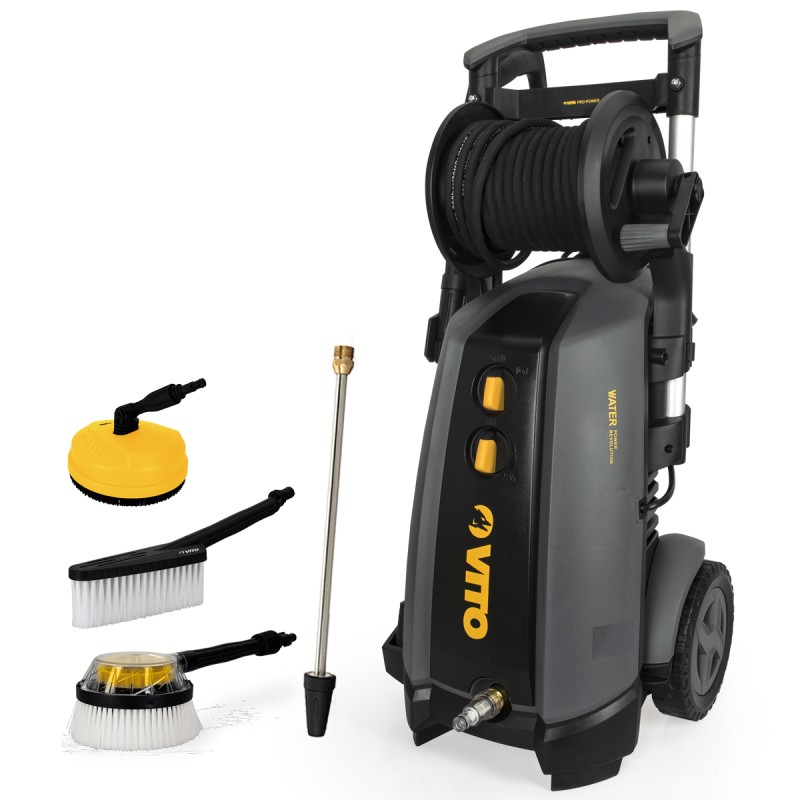 Nettoyeur haute pression 180 bars 3000W Moteur à induction Tuyau 8 m Lance turbo + 3 Brosses Réservoir détergent WR4 VITO