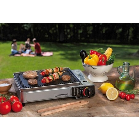 Plancha à gaz portable 2300W + 4 cartouches de gaz + Valise de transport KEMPER