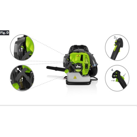 Souffleur Professionnel à Moteur thermique 52Cm3 2CV Bretelles dorsales réglables VITO