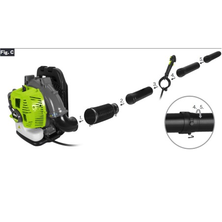 Souffleur Professionnel à Moteur thermique 52Cm3 2CV Bretelles dorsales réglables VITO