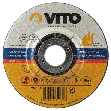Lot de 5 Disques à tronçonner 230 x 3mm Meuleuse Alesage 22,5 VITO